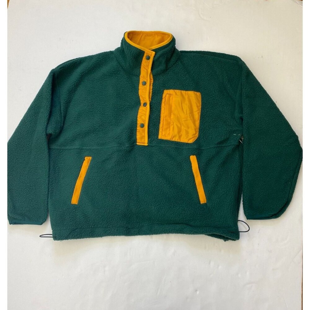 Wilo The Label Cozy Fleece Pullover,Sweater,Quarter button front Green Small,NEW